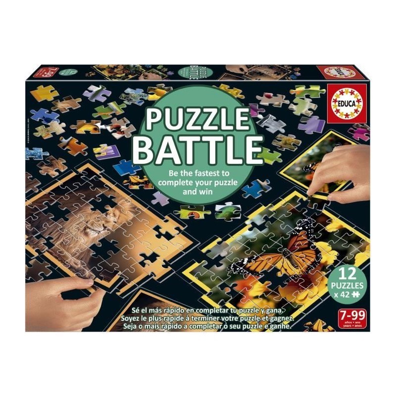 12 Puzzles Educa Battle Jr Natura de 42 pièces sur le thème de la nature pour enfant