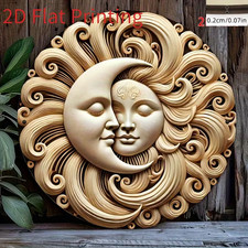 Sun and Moon Wooden Plaque Garden Wall Art Fence Decor