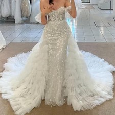 Ruffles Detachable Skirt Wedding Removable Train For Dresses Bridal Overskirt