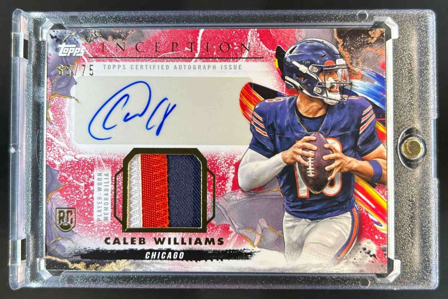 2024 Topps Inception Caleb Williams Provenance Patch Auto Red RC #65/75 Bears