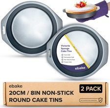Victoria Sponge Cake Tins - 2 Packs of 8 Inch Cake Tin - Non-Stick Round Cake Ti