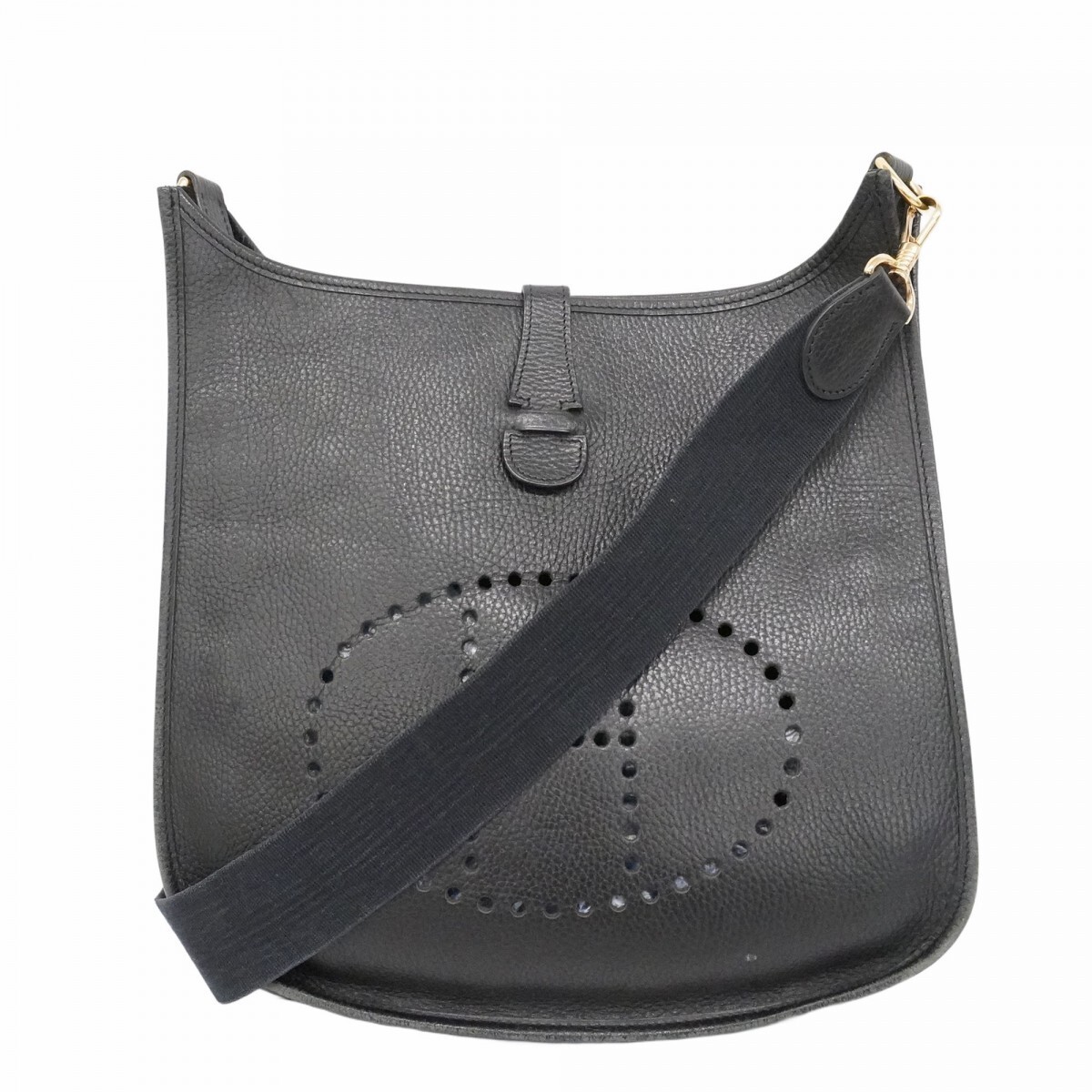 Hermes Shoulder Bag Evelyne 1GM Ardennes Black Gold Hd B Engraved 512365
