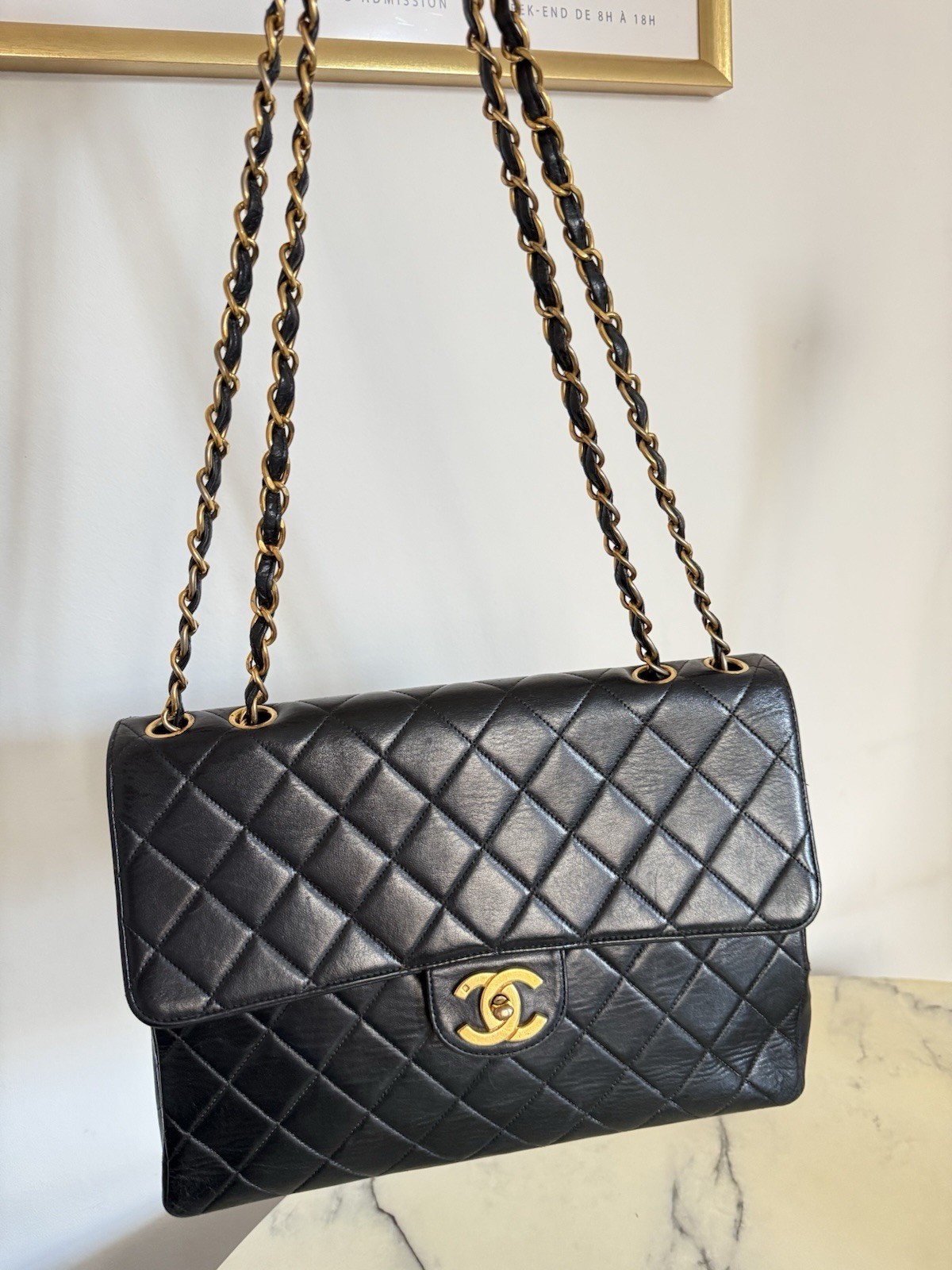 CHANEL Vintage 30cm 24K Gold Lambskin Bag