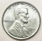 1943p  Uncirculated BU Zinc Coated Steel - Lincoln Wheat Cent  ~ B803