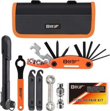 Bicycle Repair Kit with Tire Pump and Storage Bag for Road and Mountain Bikes