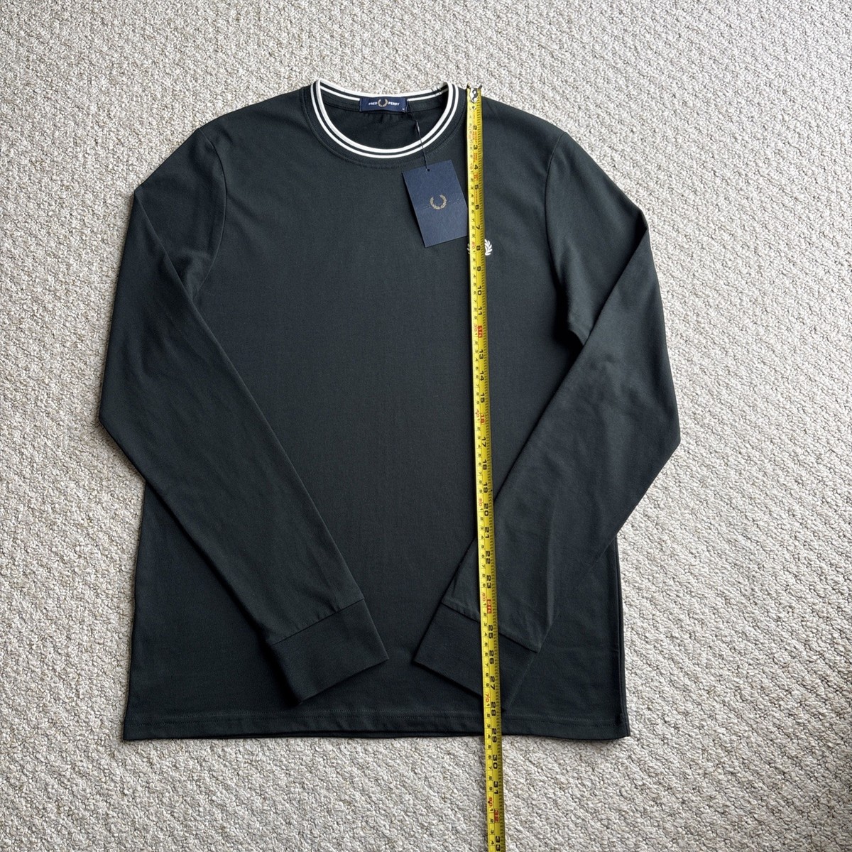 Fred Perry Long Sleeve T Shirt Top Twin Tipped Night Green