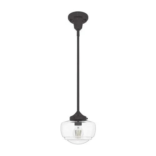 Hunter Saddle Creek 1-Light Noble Bronze Mini Pendant w/ Clear Seeded Glass - Picture 3 of 8