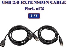 NEW 2-Pack-6FT USB 2.0 Extension Cable A Male to A Female  High-Speed Cord Black