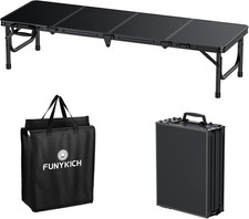 FUNYKICH 3.8ft Low Folding Picnic Table(116x40x26cm), Thicker Aluminum Legs Bea