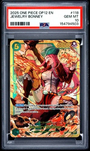 2025 ONE PIECE OP12-LEGACY OF THE MASTER #118 JEWELRY BONNEY PSA 10