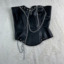 Faux Leather Bustier Chain Steel Size S