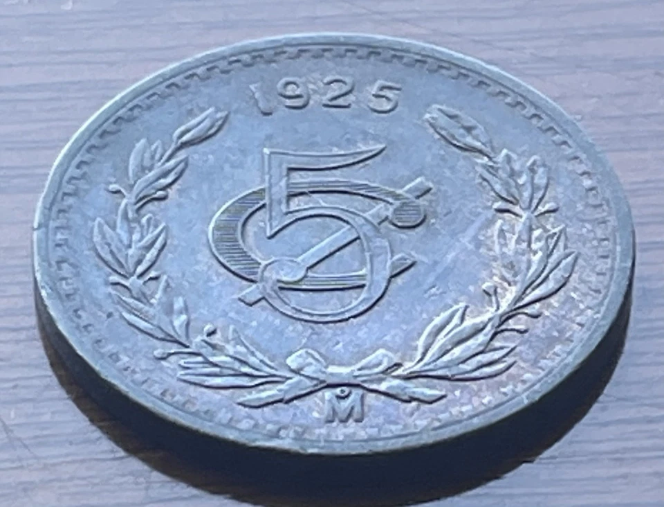 ¡Moneda afilada de 5 centavos de México de 1925!...TM1009 Foto 2 de 4
