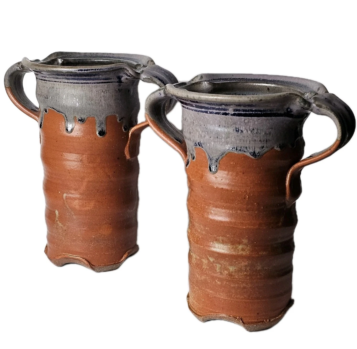 Studio Art Pottery Double Handle Vase Set Rustic Drip Glaze Stoneware Set of 2
Opens in a new window