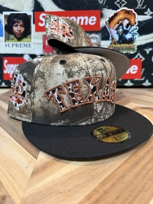 New Era Prociety Real Tree Cattle Cow   Texas Rangers Metallic Fitted 7 1/4
