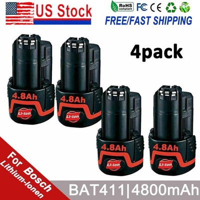 4X 12V 4,8Ah Lithium-ion Battery For Bosch BAT411 BAT412 BAT414 GSR GDR GSB GWI