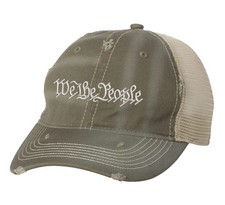 Distressed Patriotic Hat - Vintage Constitution Cap with We The People 