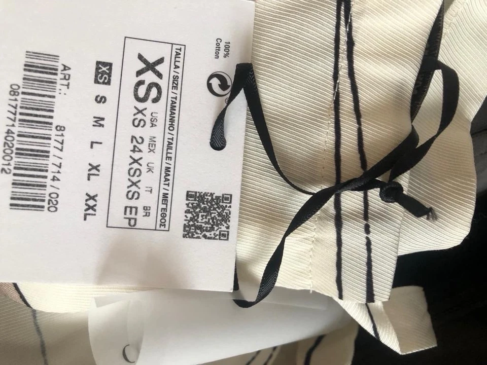 Zara Gemustertes Kleid Limited Edition XS Neu Ecru geometrisches Muster  Viral - Bild 4 von 4