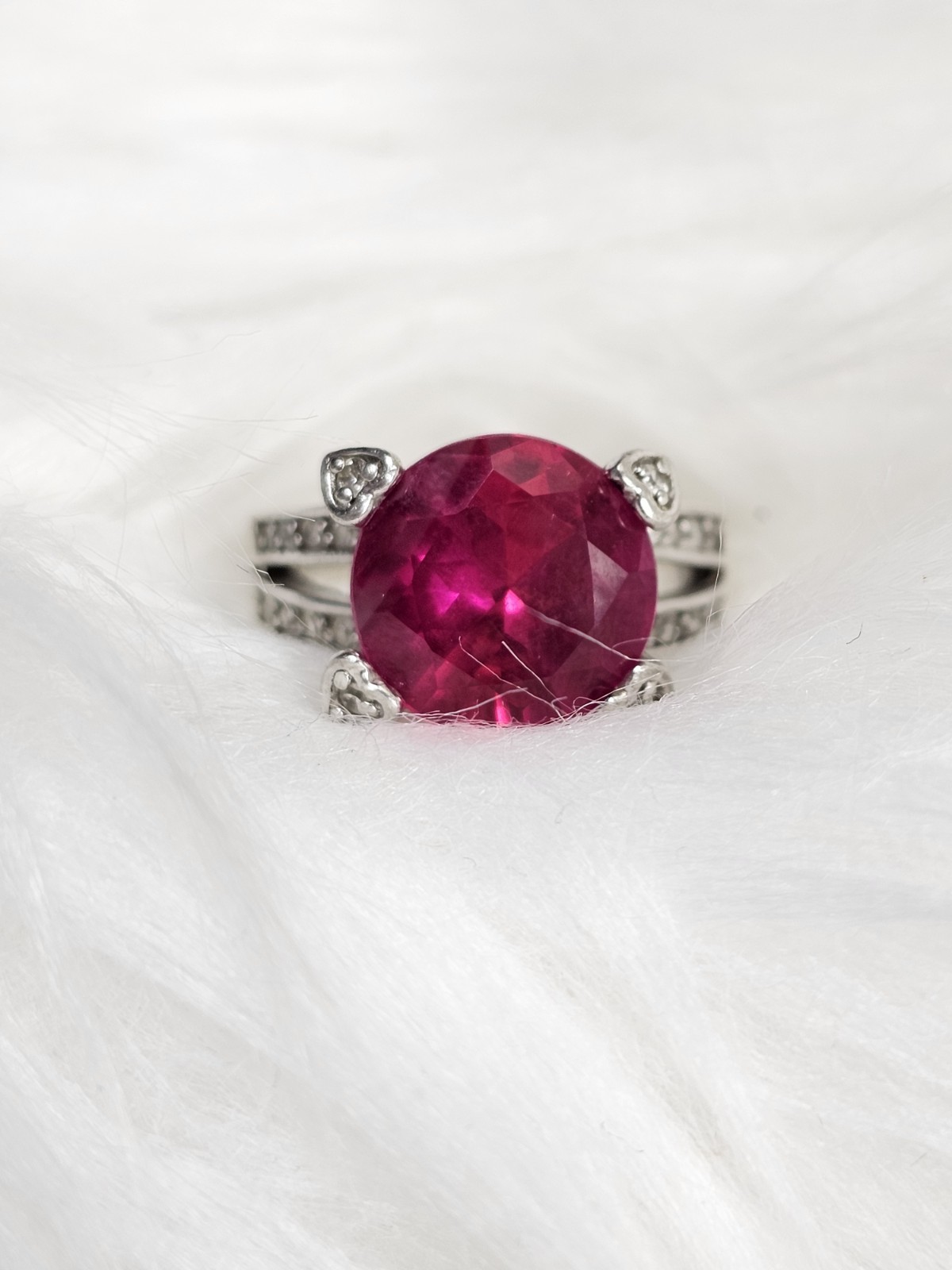 Estate Silver 925 Ruby Ring For Wedding Sterling … - image 1