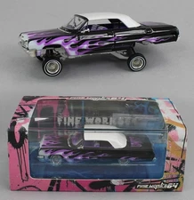 1:64 *FINE WORKS 64* Black Chevrolet IMPALA *LOWRIDER* High Detail Diecast NIB