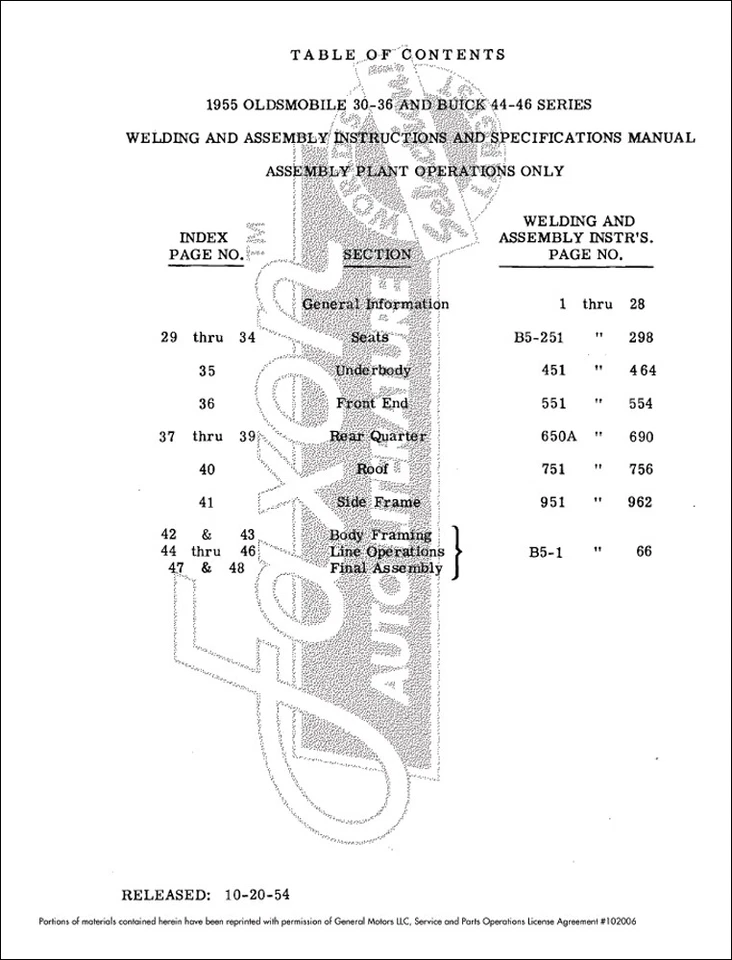 1955 Fisher Cuerpo Soldadura Montaje Manual Buick Special Siglo Oldsmobile 88 98 - Imagen 2 de 4