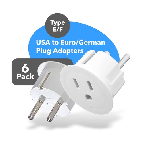 OREI Pack 6 European Travel Plug Adapter - USA, Canada, Mexico to European Ty... - Picture 2 of 9