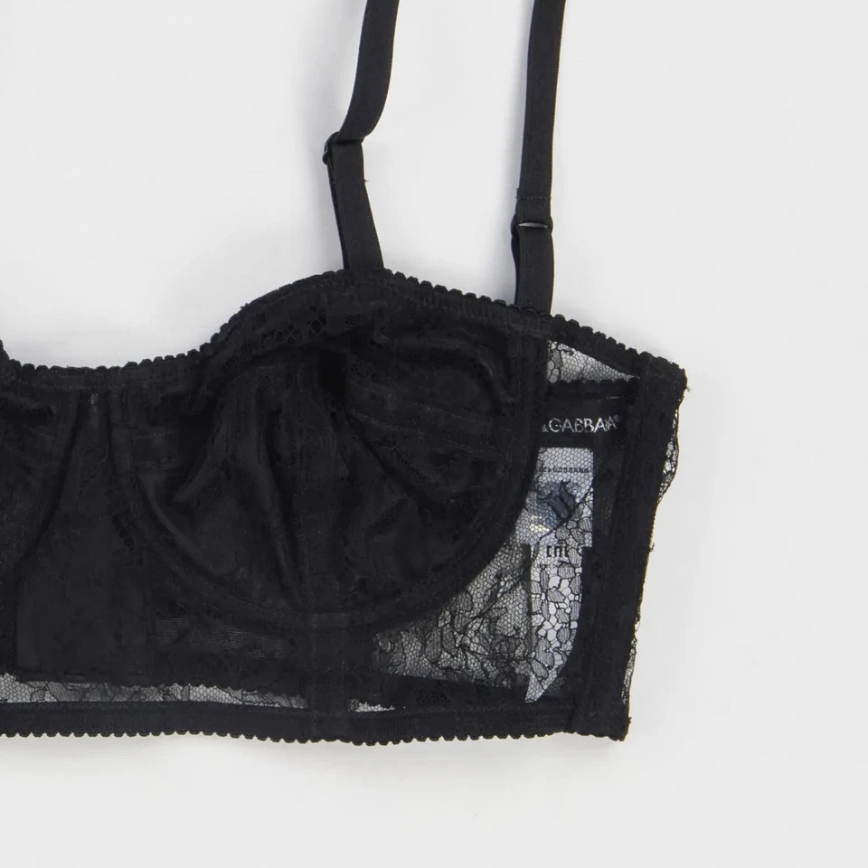 Sujetador de copa DOLCE & GABBANA para mujer Top en contraste negro balconette M PVP 485 Foto 3 de 4