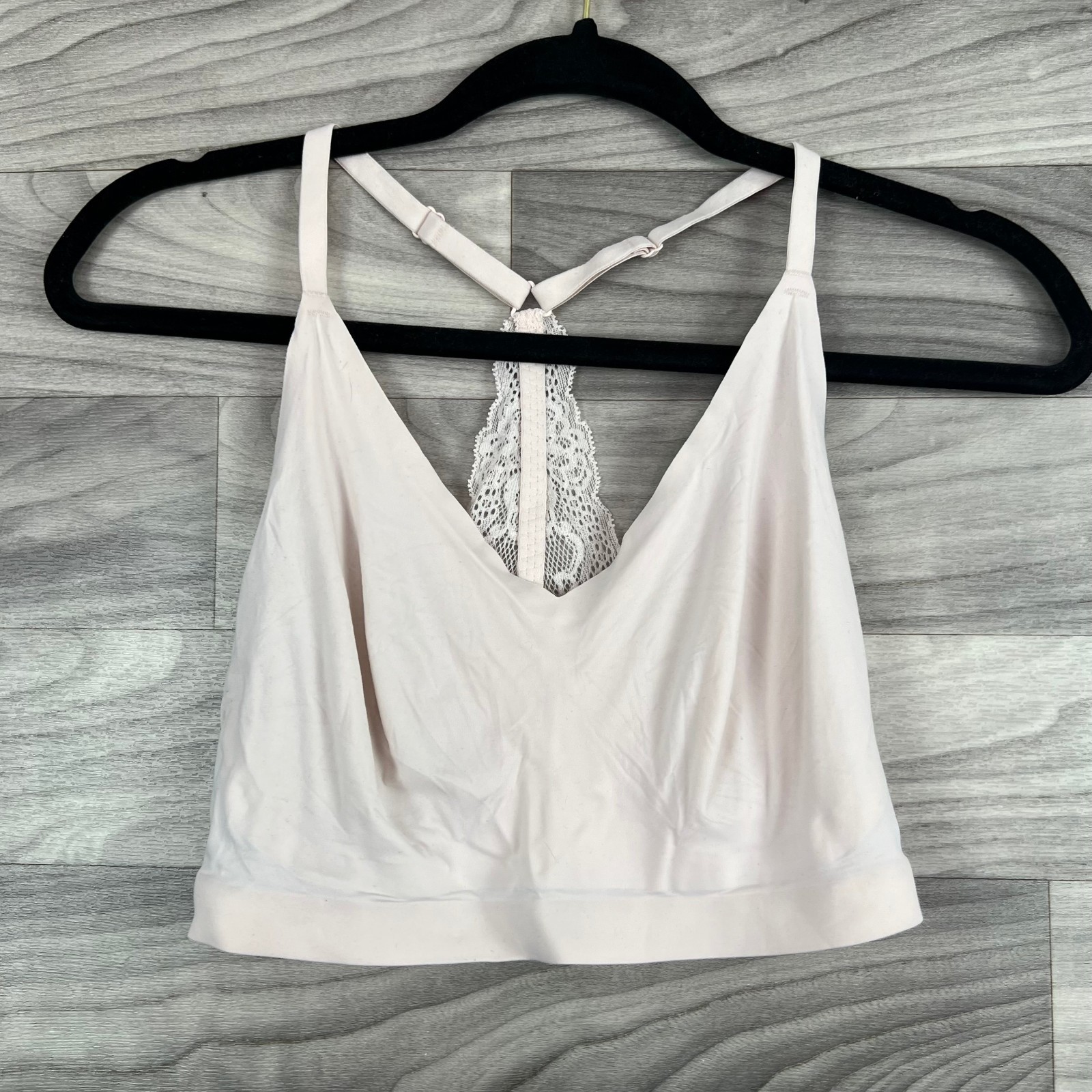 Soma Bralette Women's Size Large Pink Lace Racerback Adjustable Straps Stretch-image