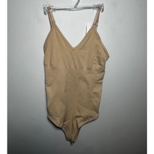 NWOT Spanx Women's SPANXsculpt Seamless Power VNeck Bodysuit Soft Nude Shaping M
