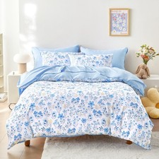 - Floral Bedding Set for Girls, Cute Colorful Botanical Flowers Patterned Sof...