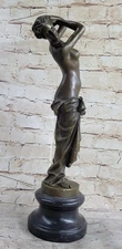 Signed Original Italian Vitaleh Nude Female Bronze Sculpture Art Deco Figurine