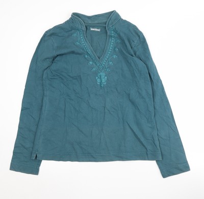 Hawkshead Damen grün V-Ausschnitt Langarm Top Größe 14