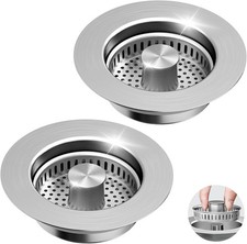 3 in 1 Kitchen Sink Drain Strainer  Sink Stopper, 304 Stainless Steel Pop Up