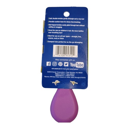 Conair Detangling Mid-Size Cushion Brush #95312 Pink and Black - Picture 2 of 2