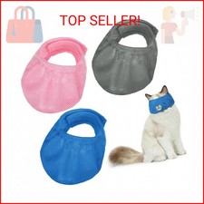 Weewooday 3 Pieces Cat Muzzles Breathable Mesh Muzzles Cat Grooming Restraint Ba