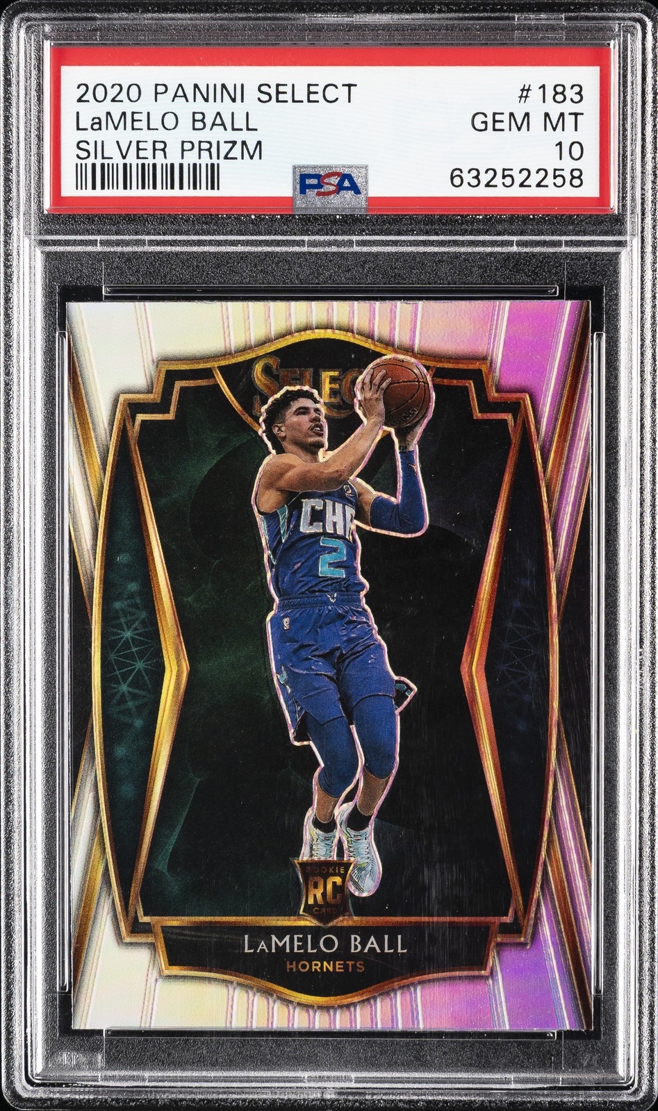 2020 PANINI SELECT SILVER PRIZM #183 LAMELO BALL ROOKIE RC PSA 10