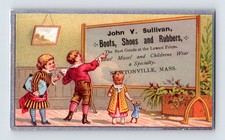 Massachusetts Newtonville Sullivan Boots Shoes 1890s Trade Card 2.5" x 4.5"