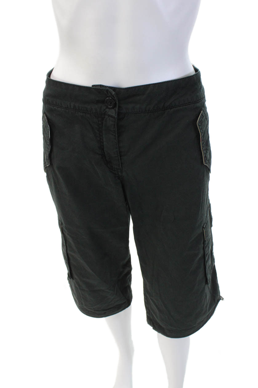 Burberry London Womens Cotton Lined Zip Button Casual Shorts Black Size 06