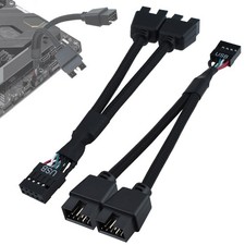 2Pcs Motherboard 9 Pin USB 2.0 to Dual 9 Pin Extension Splitter, USB 2.0 Head...