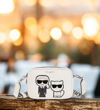 Bolso Bandolera Karl Lagerfeld Paris Cámara Maybelle Karl & Cat Blanco Nuevo Con Etiquetas