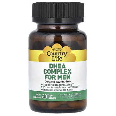 Country Life DHEA Complex for Men 60 Veggie Caps Gluten-Free, GMP Quality