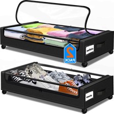 Under Bed Storage with Wheels, 2Pack Under Bed Storage Containers, Under Bed