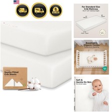 2-Pack Organic Crib Sheets for Boys, Girls - 52x28 Fitted Crib Mattress Sheet...