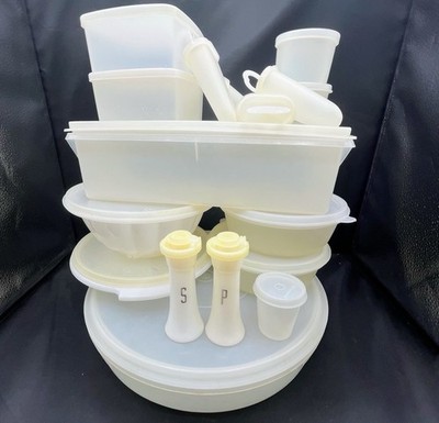 VTG Sheer Tupperware Container Set Large Lot 40+ Complete W/ Lids