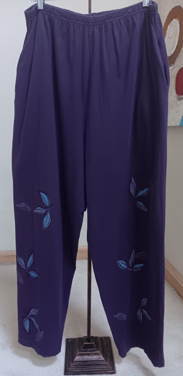 BLUE FISH 1998 SIMPLE Pant in Amaranth Kale -Sz 2 -HAND-PAINTED & Artist Signed!