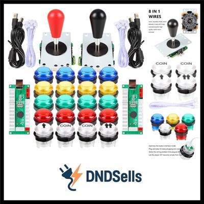 2 Spieler LED Arcade DIY Teile 2X USB Encoder + 2X Ellipse Oval Style Joystic...