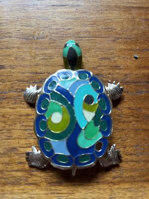 Super RARE VINTAGE Eisenberg Blue Enameled Turtle  Pendant