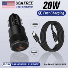 20W Super Fast Car Charger Adapter  Cable For Samsung S24 S23 S21 S20 A55 A54