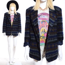 Vtg 80s 90s SOUTHWESTERN Blazer Ethnic Boho Tribal Blanket Boyfriend Jacket Coat