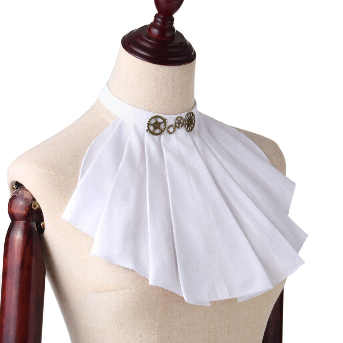 Women Victorian Jabot Neck gear Deco Ruffle Collar for costume 2 Colors
