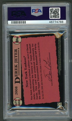 2020 Topps Transcendent Collection VIP Party /100 Derek Jeter #89RB PSA 10 HOF - Picture 2 of 2